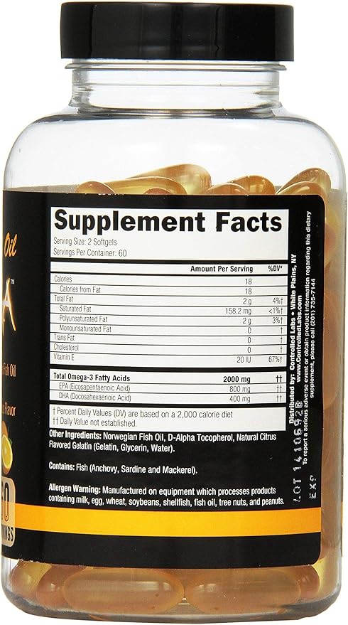 CONTROLLED LABS Orange Oximega Fish Oil 120 Softgels, 2000mg Omega- 3 Fatty