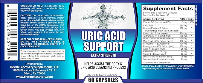 Uric Acid Cleanse Support Supplement (All-in-1) 14 Active 60 Capsules