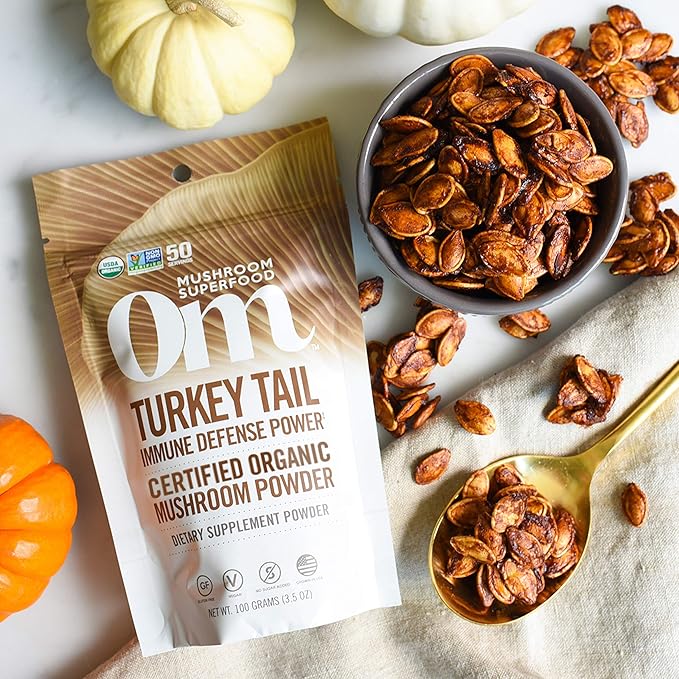 OM MUSHROOM SUPERFOOD Turkey Tail Organic Mushroom Powder, 3.5 Ounce, 50 Servings, Immune Support, Polysacchrides, Beta-Glucans, Gut Health & Holistic Defense Mushroom Supplement