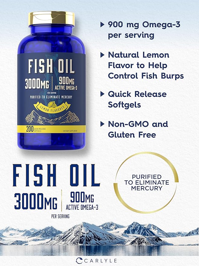 Carlyle Fish Oil 3000mg 900mg Omega 3 | 200 Softgels