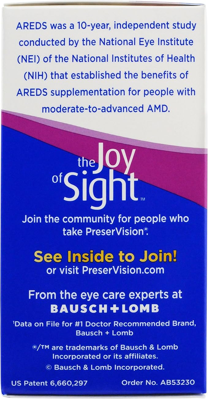 PreserVision Eye Vitamin & Mineral Supplement, 120 Count 1) Packaging