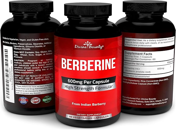 Divine Bounty Pure Berberine Complex 600mg Per 60 Vegetarian