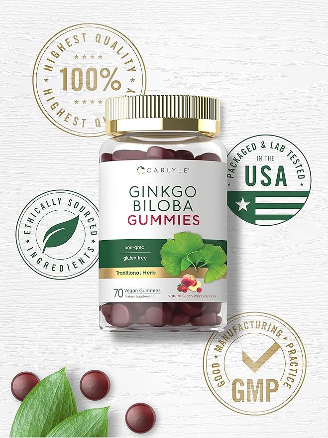 Carlyle Ginkgo Biloba 300mg 70 Gummies 45:1 Leaf