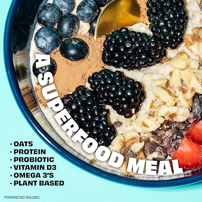 Kreatures of Habit Meal One | Overnight & Instant Superfood Protein Meal Replacement | Gluten Free, Dairy Free, 30g of Plant Based Protein, With No Added Sugar | Vanilla | Pack of 7
