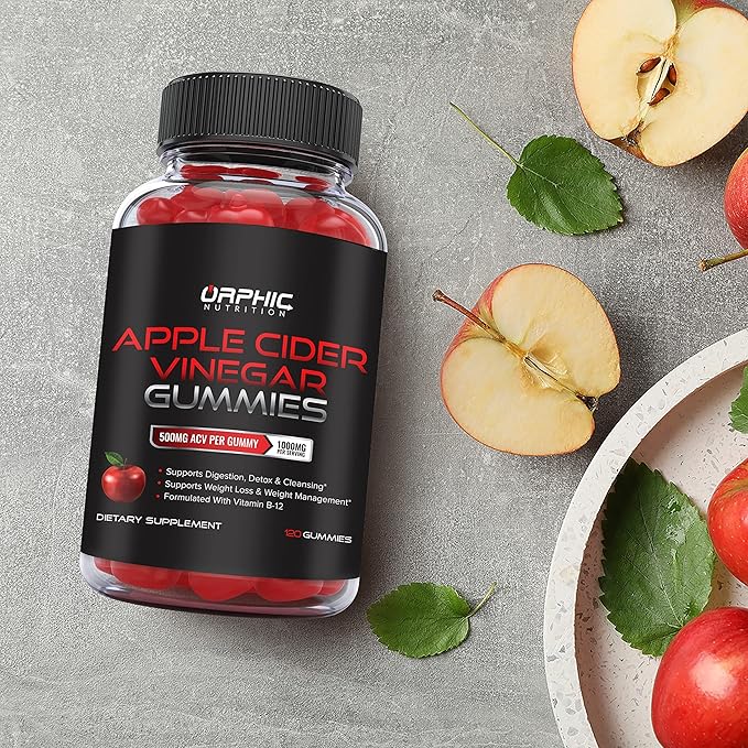 Apple Cider Vinegar Gummies - 1000mg - Formulated to Support Normal Energy Levels & Gut Health - Supports Digestion, Detox & Cleansing - ACV Gummies W/VIT B12, Beetroot (60 Count)
