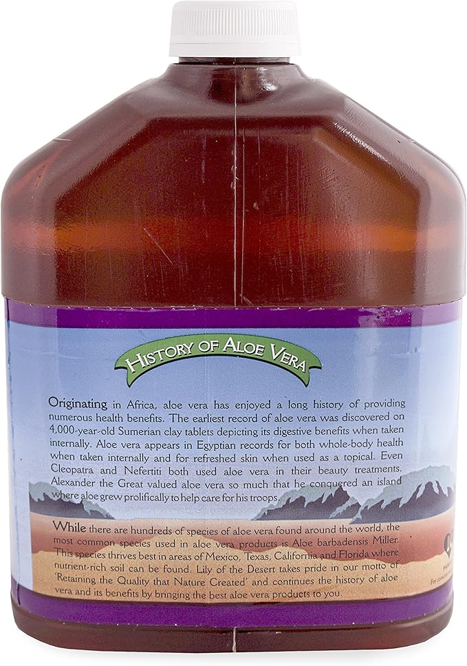 Lily of the Desert Aloe Vera Juice - Organic, Preservative-Free Inner Fillet Aloe Vera Drink with Natural Digestive Enzymes for Gut Health, Stomach Relief, Wellness, Glowing Skin, 128 Fl Oz