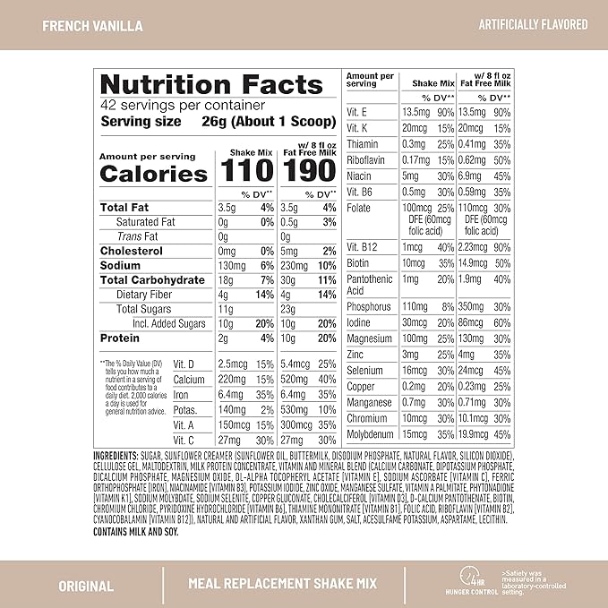 SlimFast Original Meal Replacement Powder, French 10g of 14 Servings 3) (Packaging