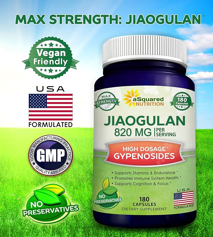 aSquared Nutrition Jiaogulan Supplement-180 Capsules 820mg