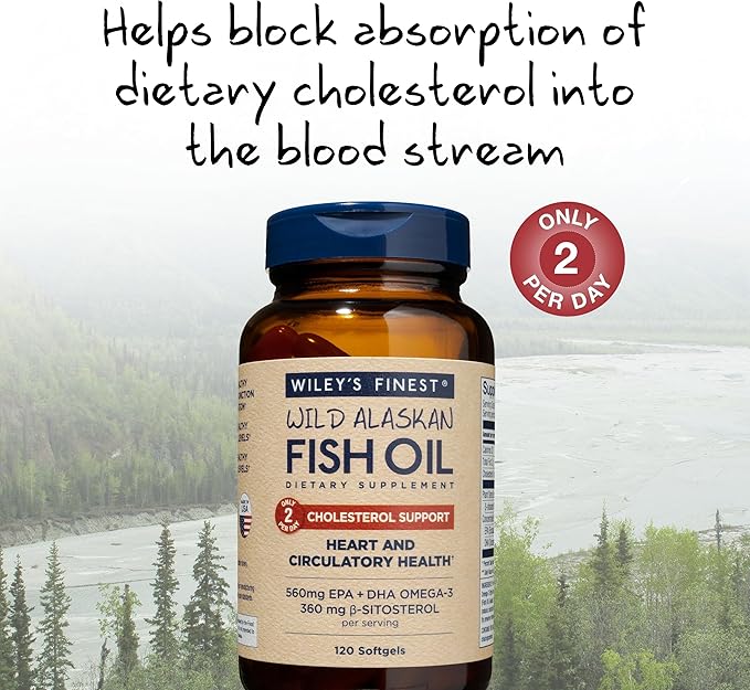 Wiley's Finest Wild Alaskan Fish Oil 560mg Omega-3s Omega-3s - 120 Softgels (60 Servings)