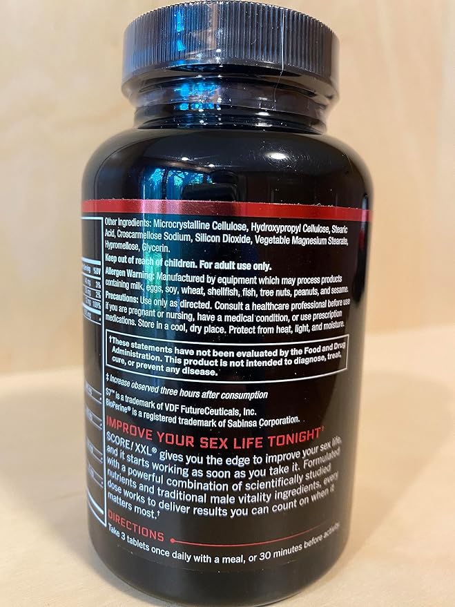 FORCE FACTOR Score! XXL Nitric Oxide Booster Supplement for Men with L-Citrulline, Horny Goat Weed, Black Maca, & Tribulus Terrestris to Increase Stamina, Energy, and Physical Performance, 60 Tablets