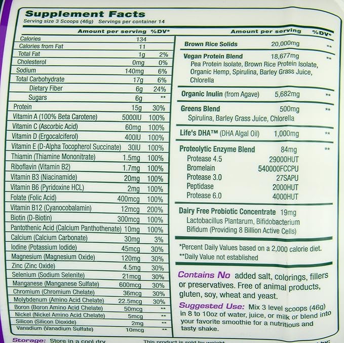 Green Foods True Vitality Plant Protein 22.7 Ounce