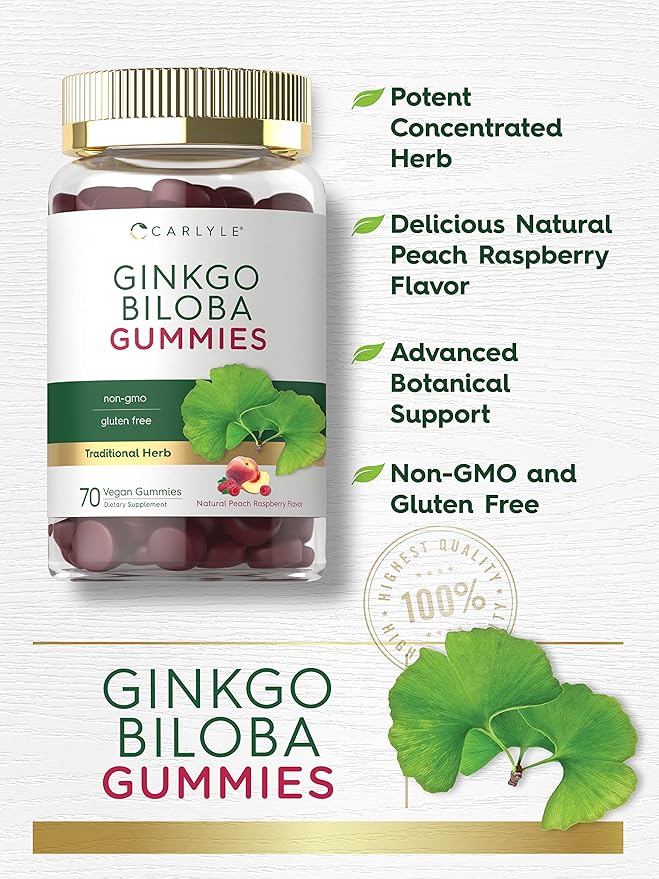Carlyle Ginkgo Biloba 300mg 70 Gummies 45:1 Leaf