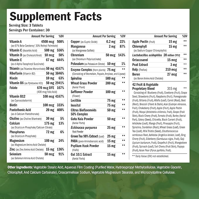 Vegan Multivitamins for Women & Men - Multivitamin & Multimineral Supplements for Energy, Focus and Overall Health. Daily Vegan Vitamins A, C, D, E & B12, Zinc, Calcium, Magnesium & More. 90 Tablets
