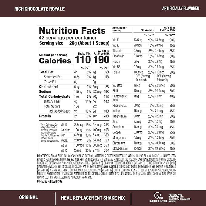 SlimFast Meal Replacement Powder, Original Rich 10g of 14 Servings 3) (Packaging