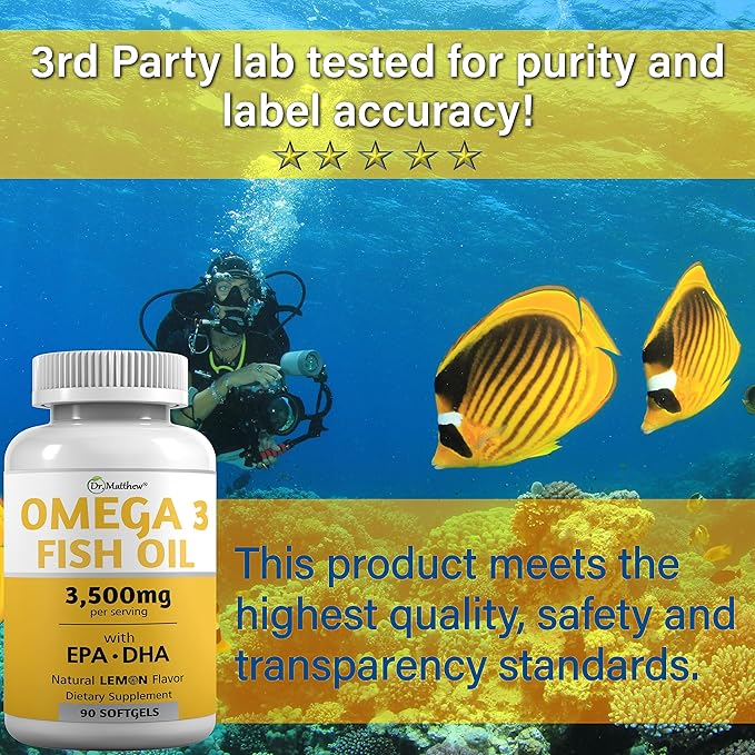 Omega 3 Fatty Acid Supplements. Burpless 3000mg High 3 Supplements 3 Capsules.