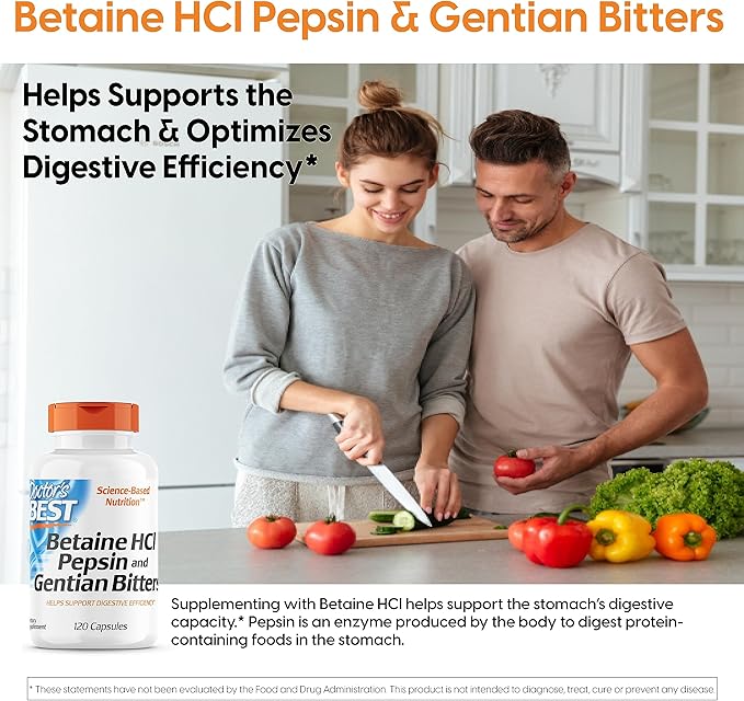 Doctor's Best Betaine HCI Pepsin & 120 Caps,