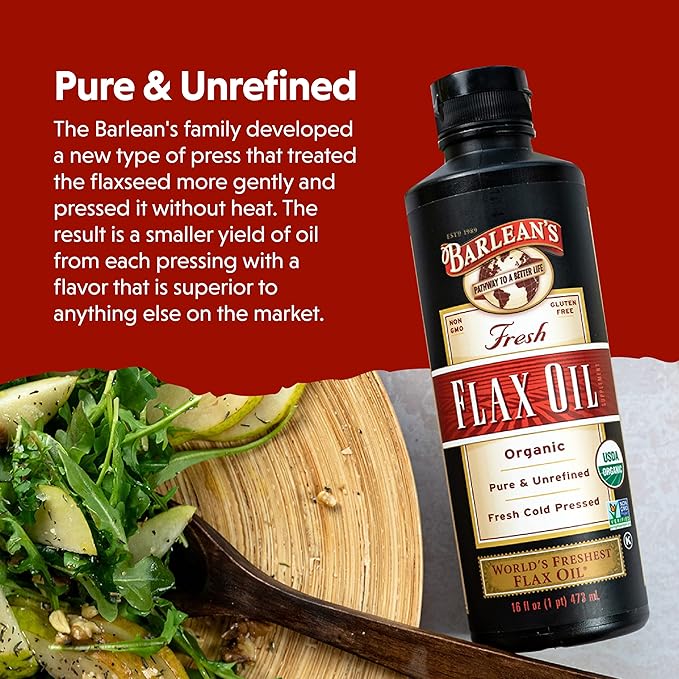 Barlean's Organic Flaxseed Oil Liquid from 7,640mg ALA 3 Fatty 16 oz