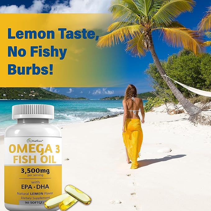 Omega 3 Fatty Acid Supplements. Burpless 3000mg High 3 Supplements 3 Capsules.