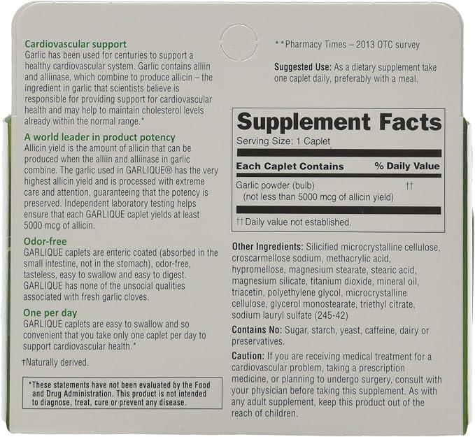 Garlique Caplets 60 Tablets (60 Count 2))