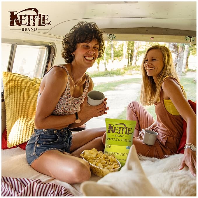 Kettle Brand Potato Chips, Pepperoncini Kettle Chips, 7.5 Oz (Pack of 12)