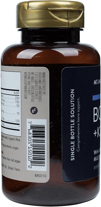 Mt. Angel Vitamins K2, Comprehensive 1600 mg, K2 (MK7), (MK7), Manganese, D3, Boron 60 Vegetarian