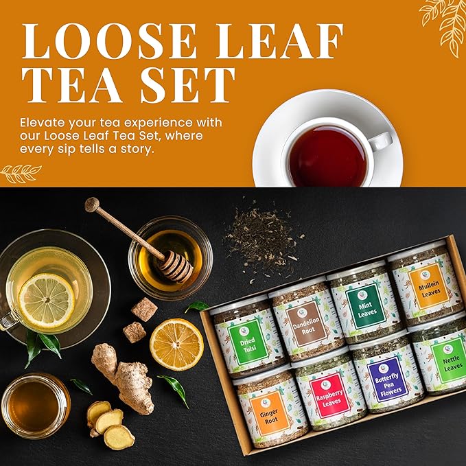 Loose Leaf Tea Set 450 Servings 8 teas 100% Natural