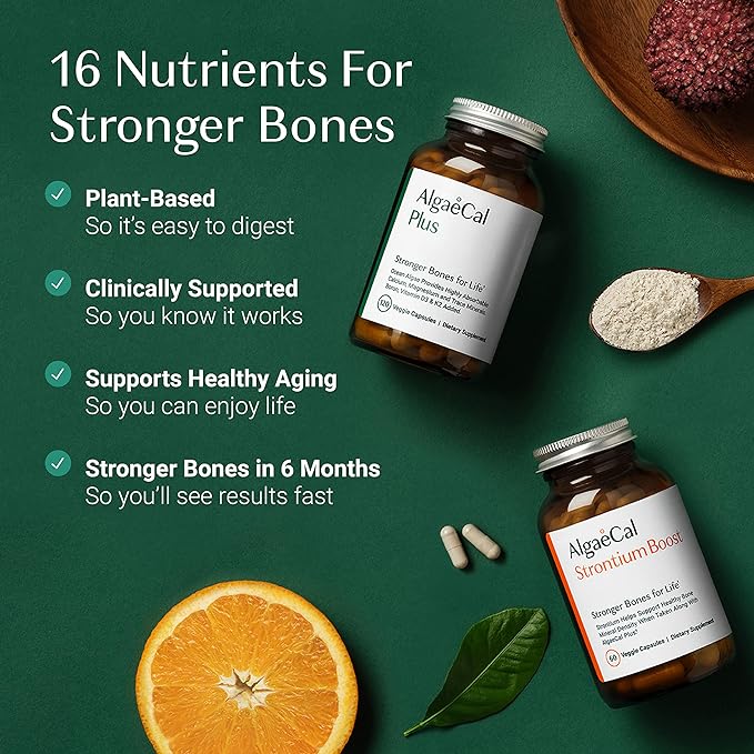 ALGAECAL - Calcium Supplement with Strontium, K2 MK7 MK7 (100mg) (100mg) & D3 (1600 (1600 IU) (250mg)& Trace 3 Months