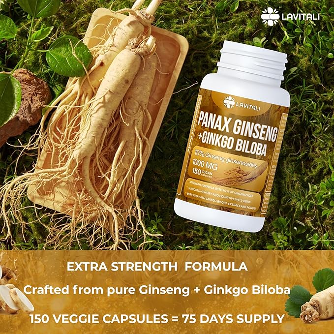 Ginseng & Ginkgo Biloba 150 Veggie 100% Natural