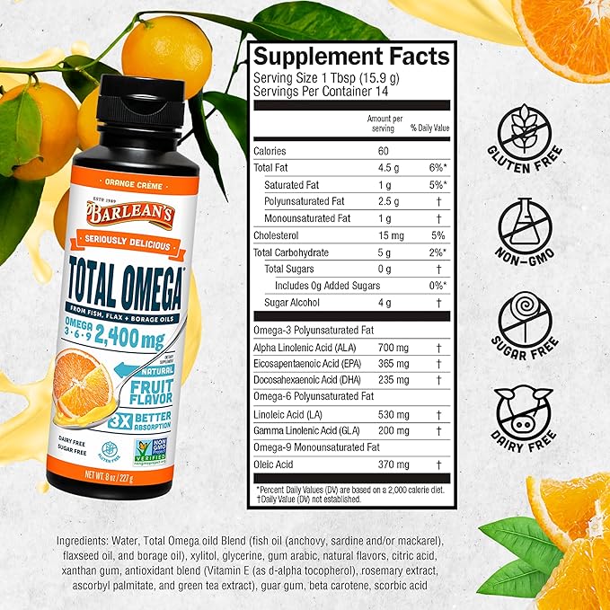 Barlean's Total Omega 3 6 9 2,400 mg 8 oz