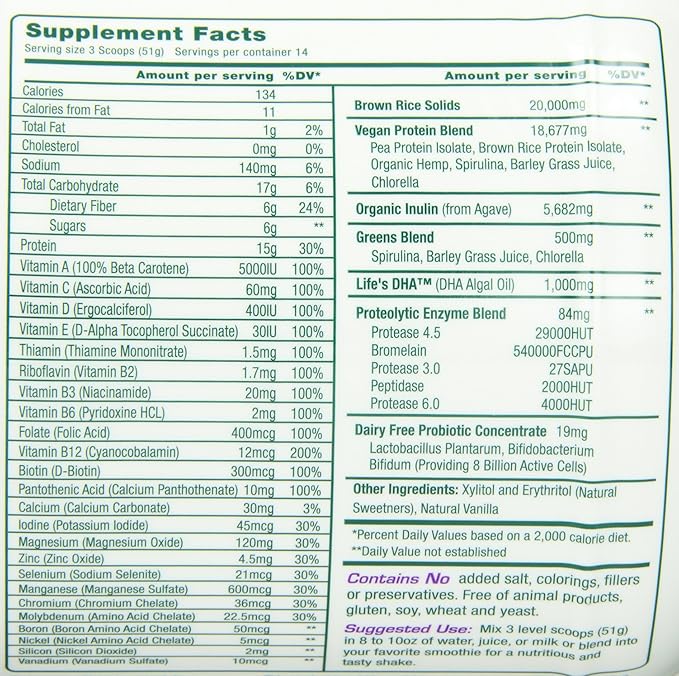 Green Foods True Vitality Plant Protein 25.2 Ounce