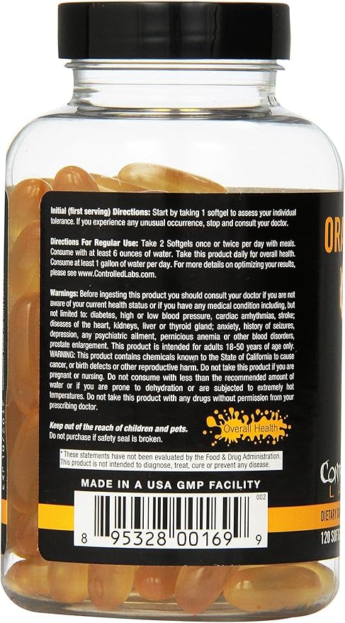 CONTROLLED LABS Orange Oximega Fish Oil 120 Softgels, 2000mg Omega- 3 Fatty