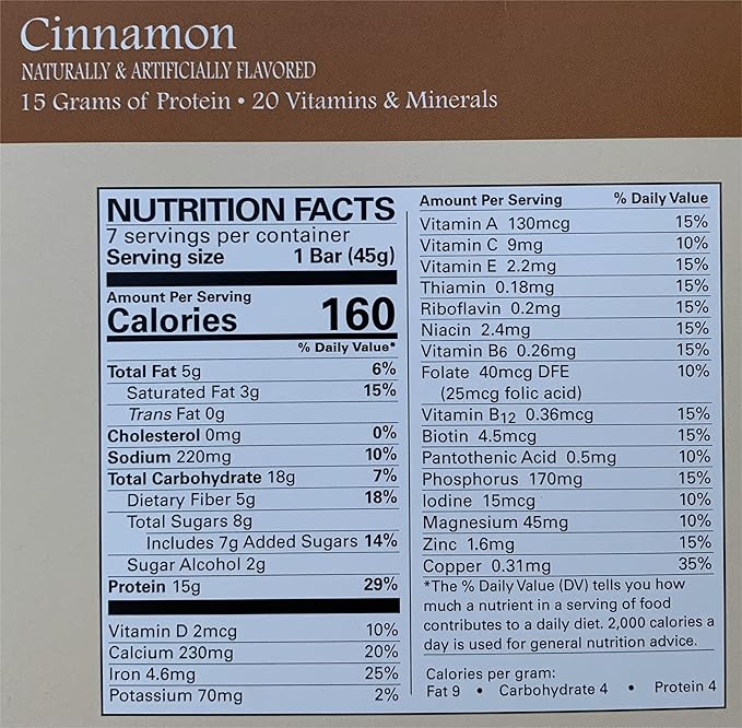 Cinnamon Bar - New Journey Weight (7 bars/box)