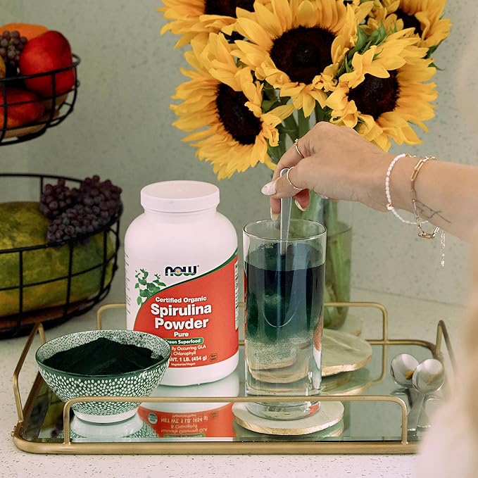 NOW Supplements, Certified Organic, Spirulina Powder, B-12 with 1-Pound