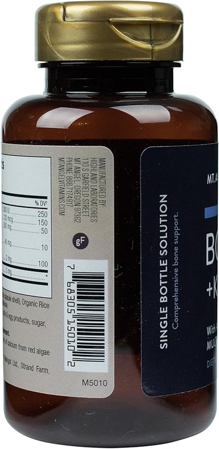Mt. Angel Vitamins K2, Comprehensive 1600 mg, K2 (MK7), (MK7), Manganese, D3, Boron 60 Vegetarian