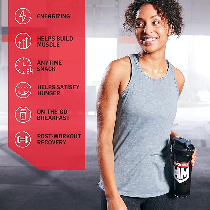 Muscle Milk Genuine Protein Powder, Strawberries 1.93 Pounds, 12 Servings, 32g Protein, 3g Sugar,