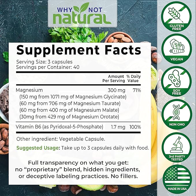 4-in-1 Magnesium Complex Supplement 300 mg 120 Capsules