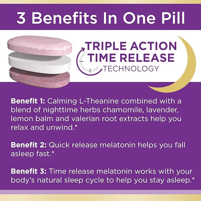 Nature's Bounty Melatonin, Sleep3 Maximum Strength 100% Drug 10mg, 30 30 Tri-Layered