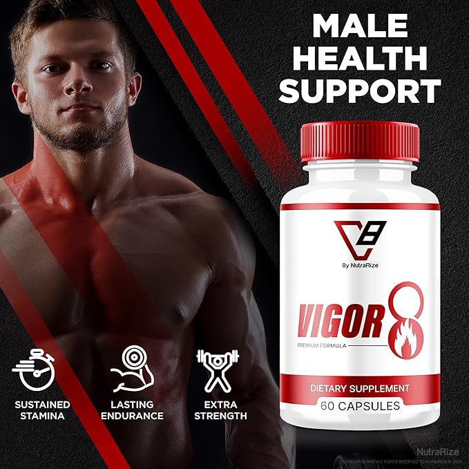 (2 Pack) Vigor 8 for Men, Vigor 8 Pills Male Enhancing Formula, Vigor Eight Supplement Capsules Test Boost, Vigor8 Stamina Booster Reviews Horny Goat Weed Tongkat Ali (120 Capsules)