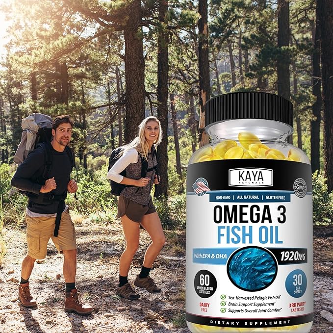 Kaya Naturals Omega 3 Supplement 3 Fish 100% Pure 3 Vitamins 60 Count