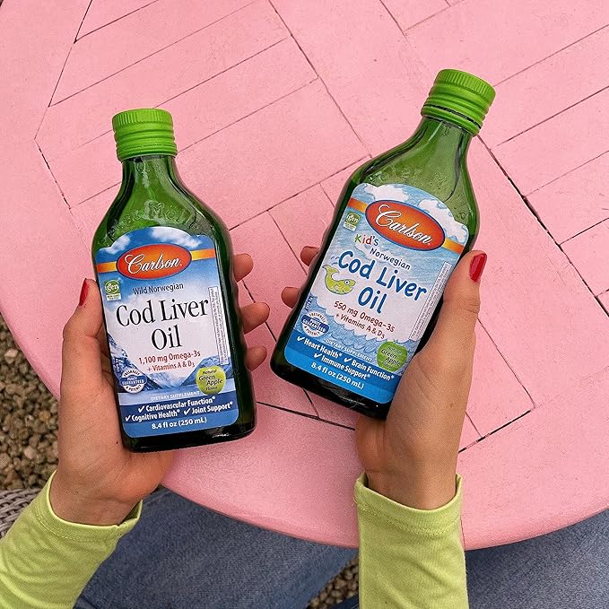 Carlson - Cod Liver Oil, 1100 Omega-3s, Plus D3, Wild 250 mL (8.4 Fl
