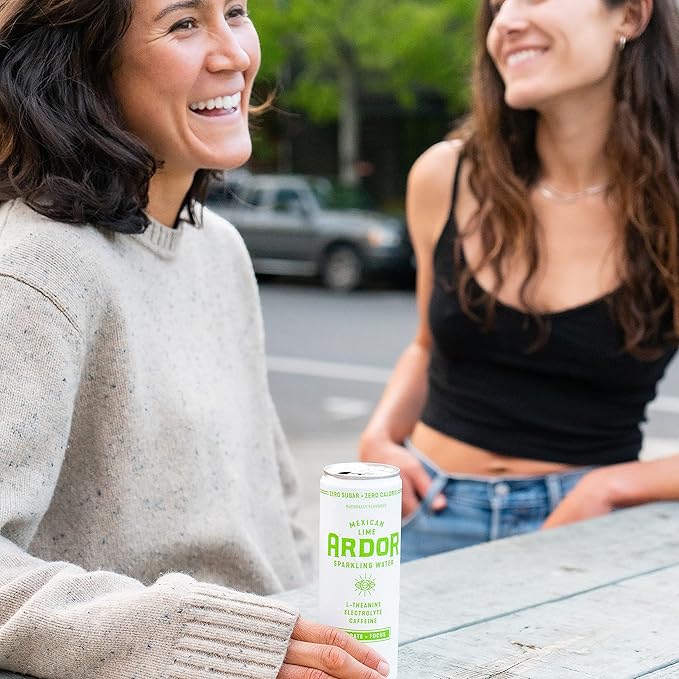 ARDOR ENERGY Sparkling Water Mexican Lime 12 pack with 100mg Organic Caffeine from Green Tea & 200mg Organic L-Theanine (Focus & Calm). No Sugar. No Calories. Vegan. Gluten Free.
