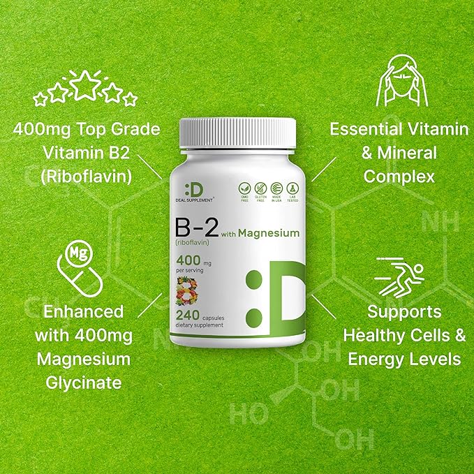 Vitamin B2 Riboflavin 400 mg, 240 Capsules