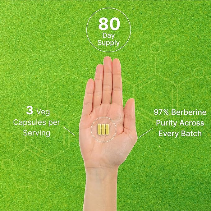 Berberine Supplement 500mg Per Capsule (1500mg 240 Veggie 97% Berberine