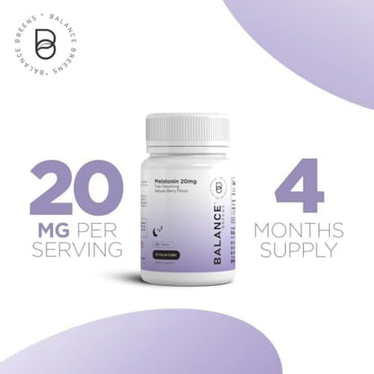 Melatonin 20mg, 100% Drug Free, Fast-Dissolve 120 Tablets