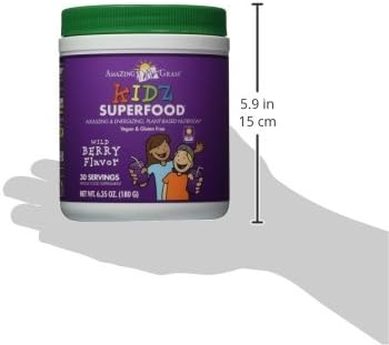 Amazing Grass Kidz Superfood: Organic Greens, Fruits, Veggies, Beet Root Powder & Probiotics for Healthy Kids, Berry Blast, 30 Servings