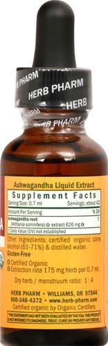 Herb Pharm Certified Organic Ashwagandha Extract 1 Ounce