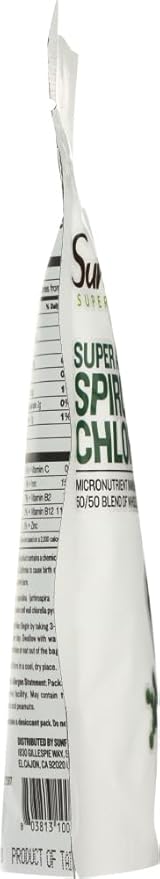 Sunfood Chlorella Spirulina Tablets - Spirulina and Chlorella Capsules, Chlorella Powder Pills, Green Algae Supplement Rich in Chlorophyll, Broken Cell Wall, Vegan - 2 oz Bag