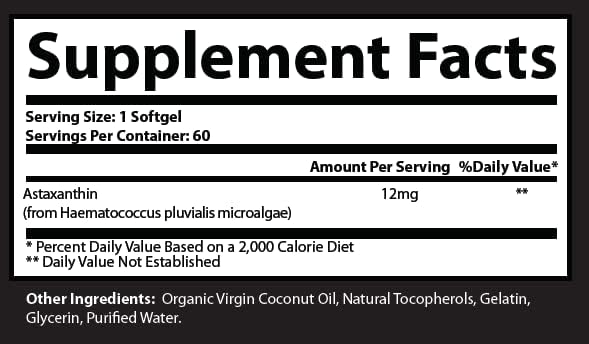 Research Labs Triple Strength Natural Astaxanthin 12mg Softgels 120 Total