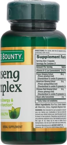 Nature's Bounty Ginseng Complex Capsules Supports 75 Capsules