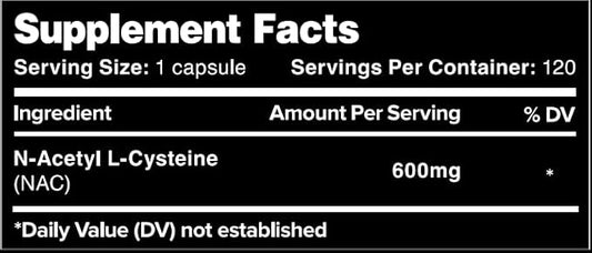 NAC Supplement N-Acetyl Cysteine for Lung, 600mg, 120 120 Capsules